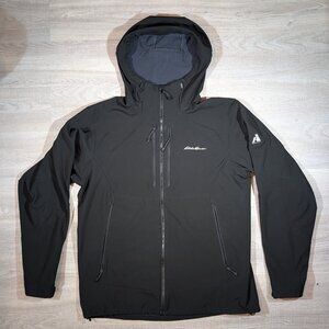 Eddie Bauer First Ascent Softshell Jacket Mens Large L Full Zip Black Hoodie